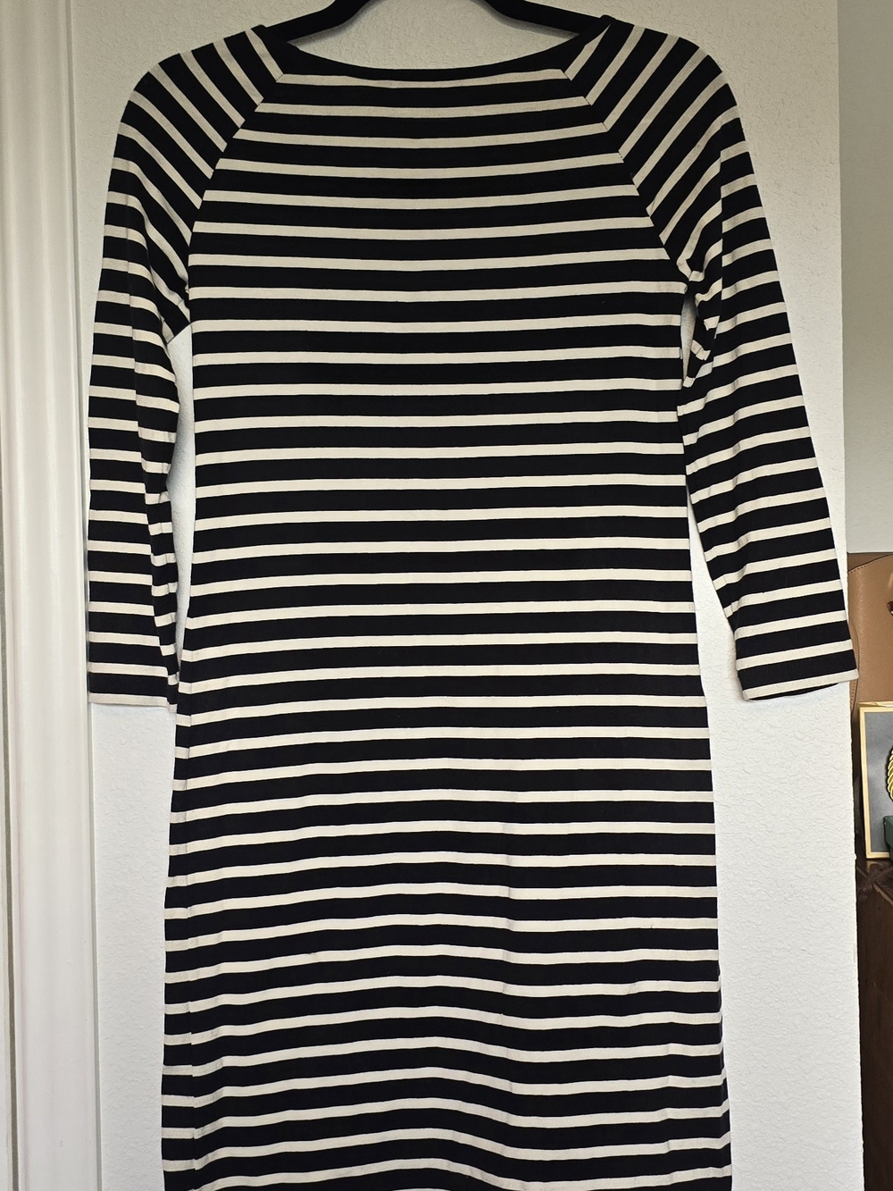 Theory Black and White Striped Boatneck Dress Sz Petite - Picture 4 of 7